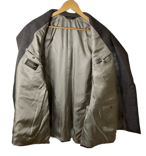 Paul Stuart Braun Wolle Dbl Brust Anzug 44 Blazer 38 Hose Mini Hahnentritt - Bild 7 von 23