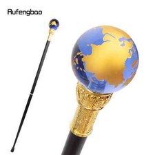 Transparent Blue Golden Ball Golden Walking Cane Fashion Walking Stick 88cm