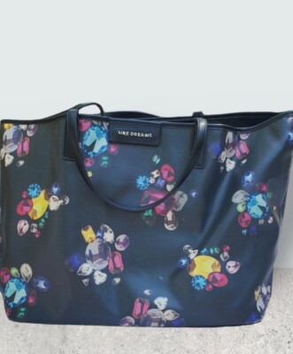 Like Dreams Tote XL Purse Weekender Navy Blue With Gems Jewels