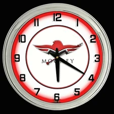 16" Mooney Aircraft Logo Sign Red Neon Clock Airplane Hanger Man Cave