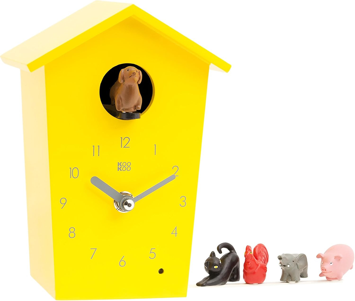 Charming Yellow Cuckoo Clock with 5 Farm Animal Sounds for Kids