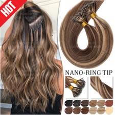 8A Balayage Nano Micro Loop Ring Remy Human Hair Extensions Beads I Tip 1G THICK