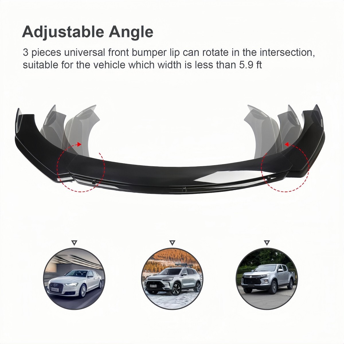Front Bumper Lip Spoiler Splitter For Audi A4 B9 S4 Sedan 2017-2019 Glossy Black