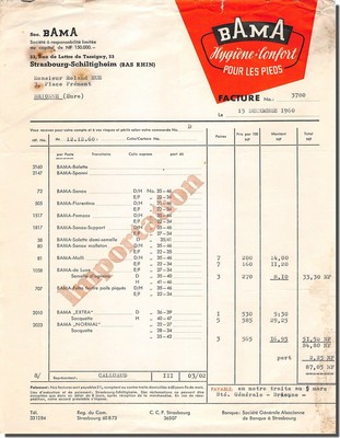 Rechnung Ste Bama IN Schiltigheim 1960