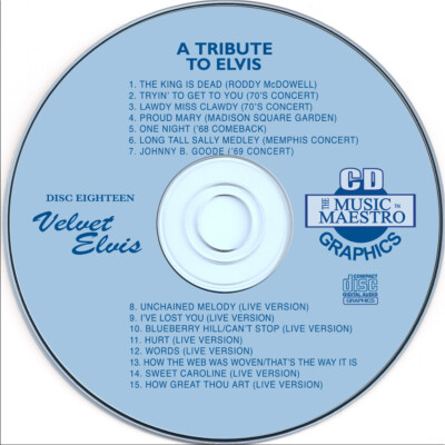 Karaoke CD+G ELVIS PRESLEY Disc #18 Music Maestro,Unchained Melody,Hurt