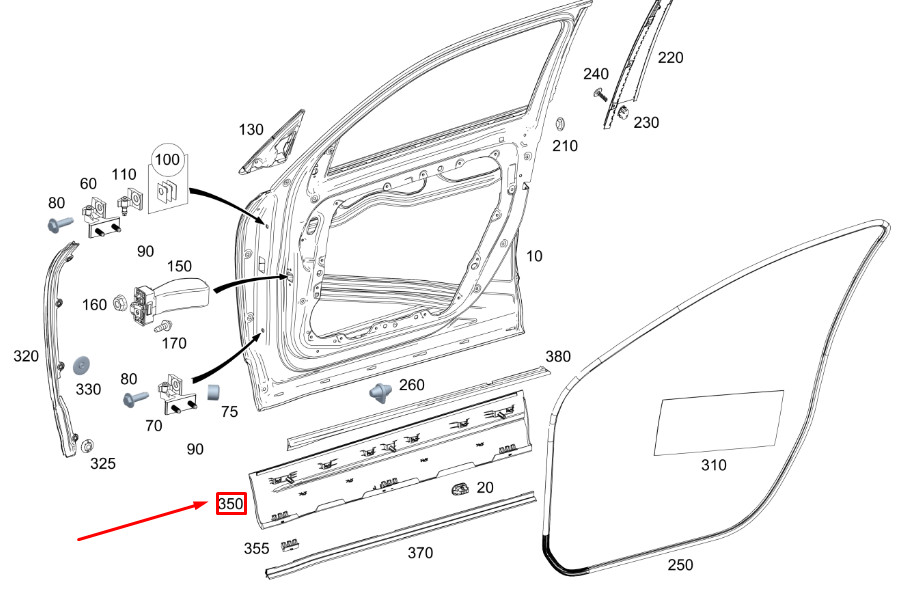 MERCEDES-BENZ GLB X247 Front Left Door Cover Strip A2477203207 NEW 