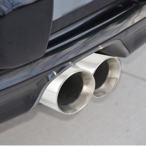 DUAL DOUBLE-WALL SLANT TIP MUFFLER OVAL SPUN-LOCK TANK FOR FORD HONDA POLISHED - Picture 4 of 7