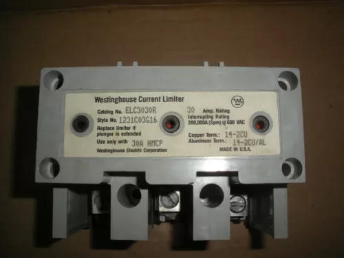 Westinghouse current limiter ELC3030R 30A 3P 600V 6 available use with HMCP