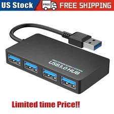 USB 3.0 4 Port Hub Splitter For PC Mac MacBook Notebook Laptop Desktop Portable