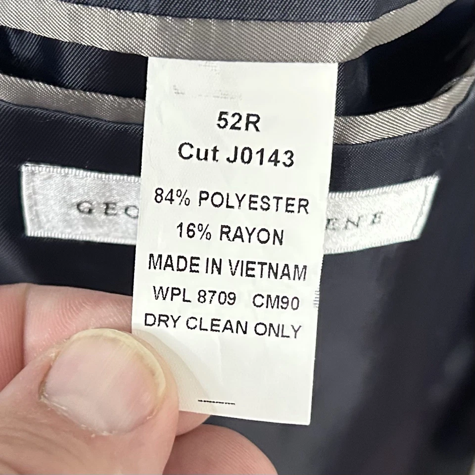 Abrigo Deportivo Geoffrey Beene 52R Azul Marino Dos Botones Forrado Ventilado Mezcla Poli Rayón Foto 4 de 4