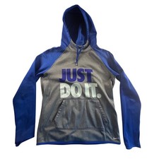 Nike Therma Fit Hoodie "Just Do It" Gray Blue Youth Small