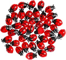 40pcs Ladybug Lampwork Glass Beads Mix Colors - Loose Spacer Beads for Jewelry M