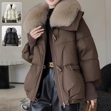 Women's Winter Down Cotton Padded Jacket with Fur Collar – Thick Warm Short Coat