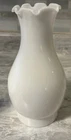 Antique Milk Glass Shade Electric Oil Lamps Scalloped Top 8” Tall 3.5” Base