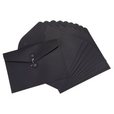 10pcs String File Folders A5 Document Holder Filing Envelopes Jacket, Black