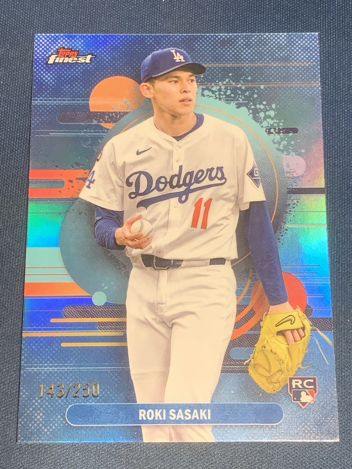 2025 Topps Finest Uncommon Roki Sasaki #116 Sky Blue Refractor /250 Rookie RC