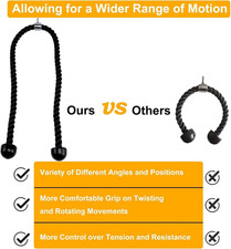 Double Length Tricep Pull Down Rope - 54 Inches Attachment for Cable Machine ...