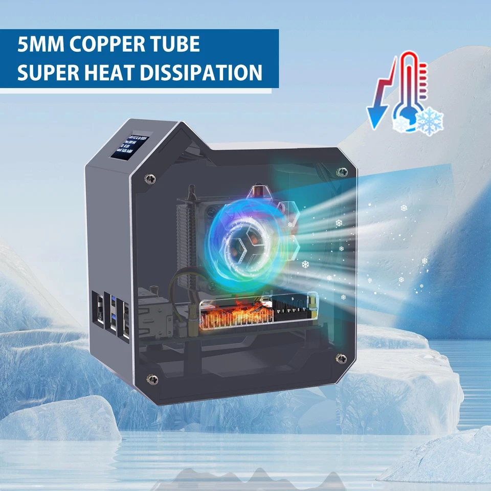 52pi ABS Mini-Tower-Kit für Raspberry Pi 5, Gehäuse, Ice Tower, Edge GPIO, OLED - Bild 3 von 4