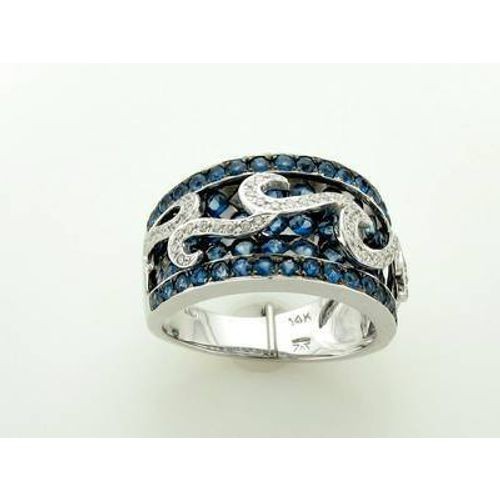 LeVian Band Ring Blue Sapphire in 14K White Gold 2 1/3 cts Size 6.5