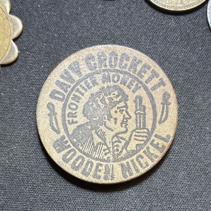 The Alamo San Antonio Texas Wooden Nickel Token Davy Crockett circa 1950s