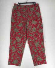 Talbots Pants Size 14 High Rise Tapered Leg Red Paisley