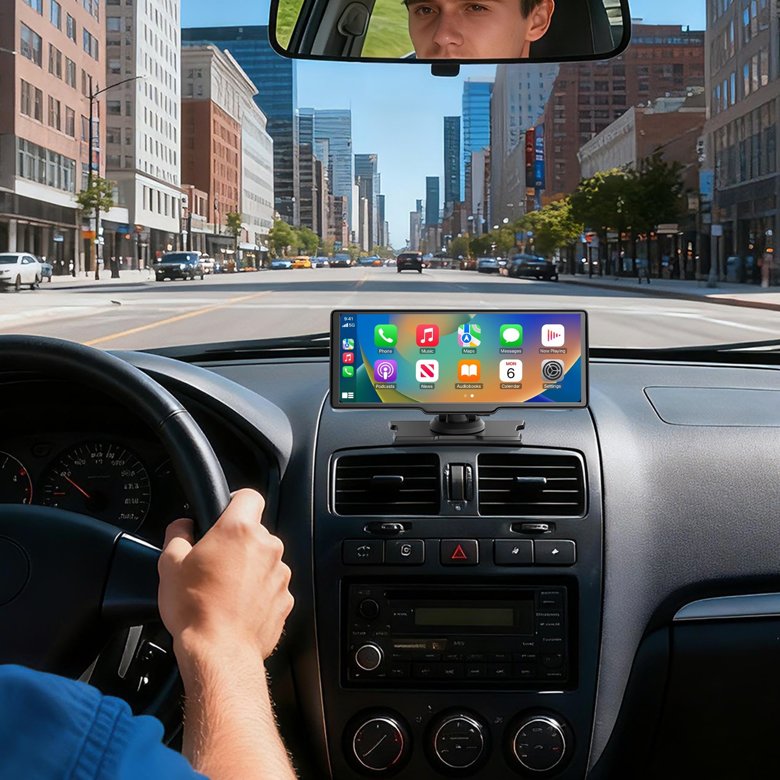 4K 10.26" Touch Dash Cam Wireless CarPlay W/GPS Car Recorder Android Auto AUX FM