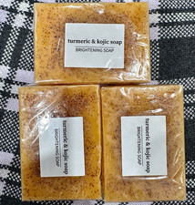 Turmeric Lemon Kojic Acid Brightening Soap Bar Face Body 3 Pack 3.52oz