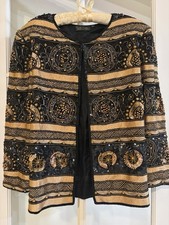 Creative Creations India Black Gold Beaded Jacket Embellished Evening Boho Glam
