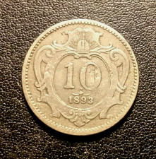 1893 Austria 10 Heller Coin