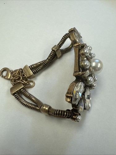 RJ Crystal On Antique Gold Bracelet 7.5 Inches - 第 3/4 張圖片