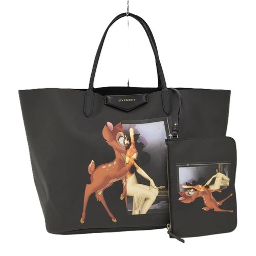 GIVENCHY Antigona Tote Bag Leather Black Womens Pouch Disney Collab