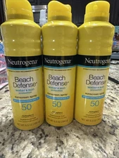 3 Neutrogena Beach Defense Water Sun Protection SPF 50 6.5 oz Exp 08/2025