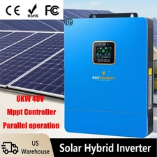 8000KW 48V Hybrid Solar Inverter Split Phase 120V/240V Dual MPPT 200A Parallel