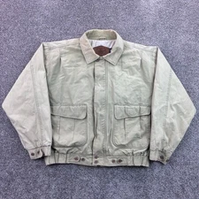 Vintage Woolrich Bomber Jacket Mens Large Sage Green Zip Collared Flight Canvas