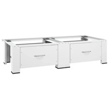 WALPLUS Washing & Drying Machine Pedestal with Drawers White Laundry Stand