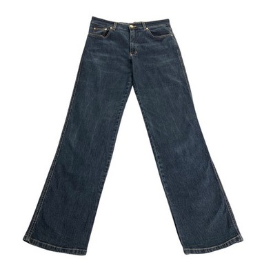 Roccobarocco Jeans Womens 32 Dark Wash Straight Leg High Rise Bling Made Italy