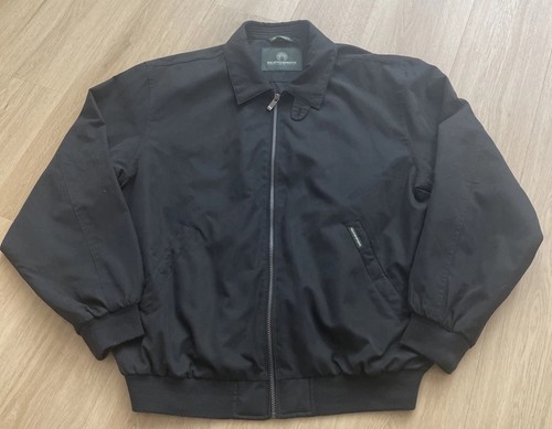 Vintage Weatherproof Men’s Black Bomber Jacket Size Large Full Zip Pockets