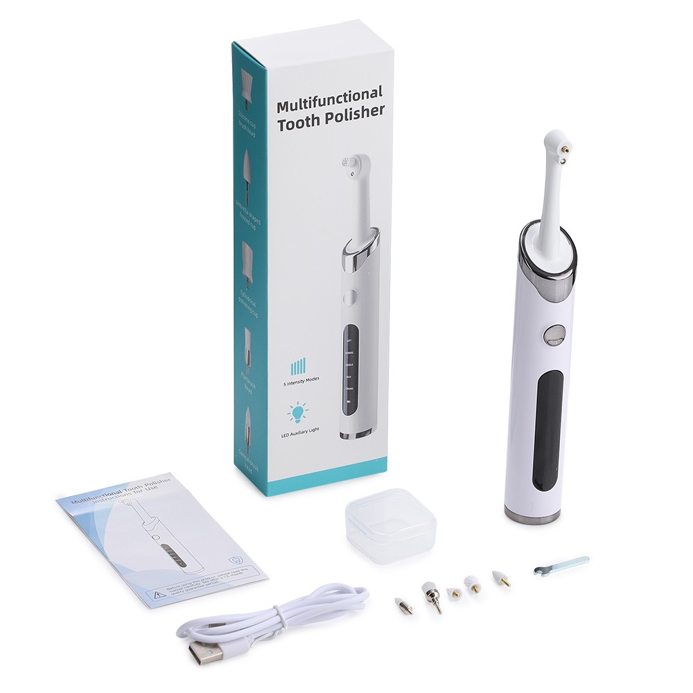 Dental Electric Tooth Polisher Set Cleaning Tool Set 5pcs Polish Heads and Modes