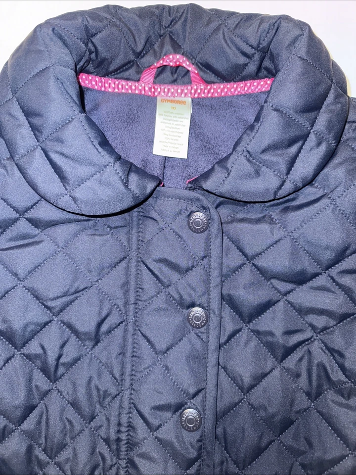 GYMBOREE Girl Quilted Winter Jacket Navy Size 10 - Image 2 of 4