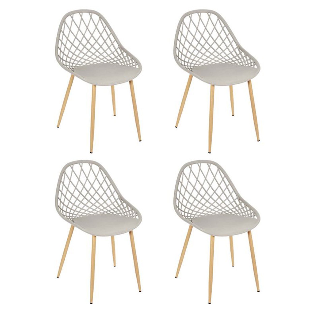 Chaises Malaga taupe lot de 4 assises design de 80cm pour salle à manger