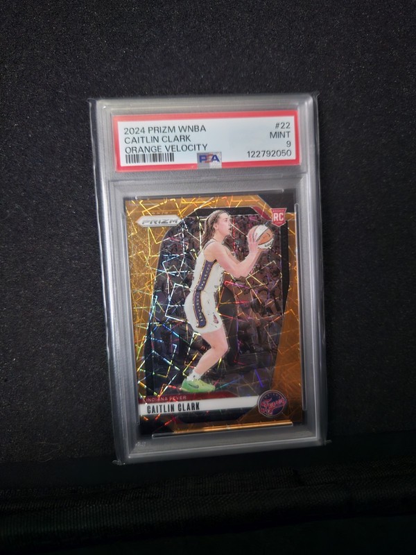 2024 Panini Prizm WNBA - Caitlin Clark #22 Orange Velocity Prizm (RC) PSA Mint 9