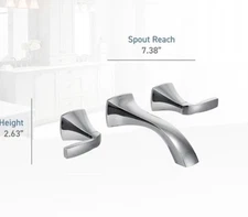 Moen  T6906  Voss Double Handle Wall Mount WaterSense Bathroom Faucet - Chrome