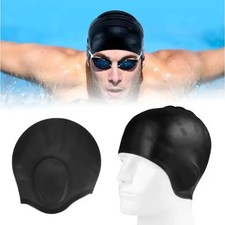 Silikon Schwimmkappe mit Ohrenschutz für Erw...
