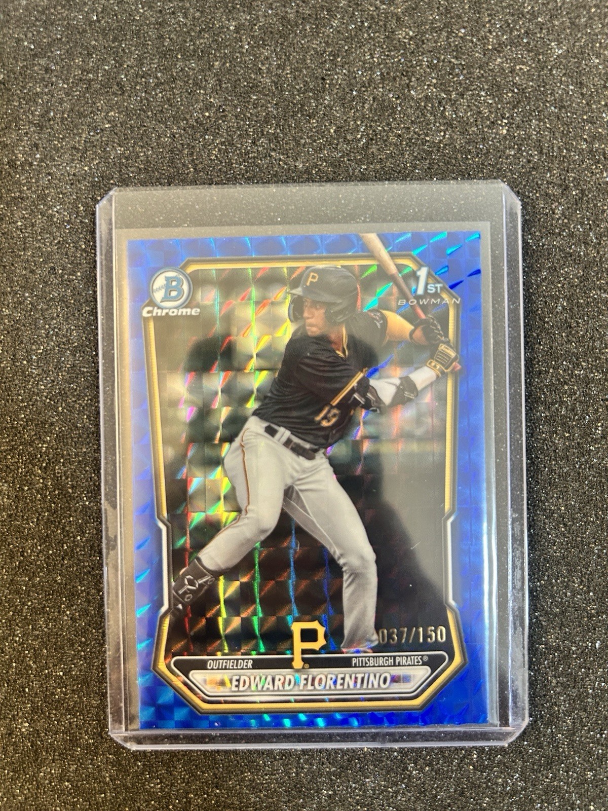 2026 Bowman Edward Florentino Chrome Blue Geometric Refractor 1st #/150 Pirates