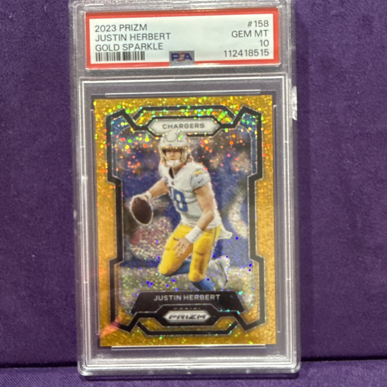 2023 Panini Prizm - Justin Herbert #158 Gold Sparkle Prizm /24