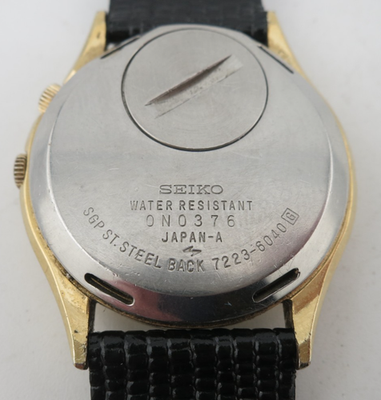 Vintage Seiko Gold-Tone Alarm Analog Quartz Watch - 7223-6040