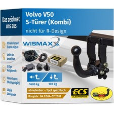 ANHÄNGERKUPPLUNG abnehmbar für Volvo V50 04-12 +7pol E-Satz ECS