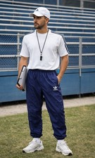 Vintage Adidas Trefoil Nylon Track Pants Men  s M Navy Blue 90s Athletic Joggers