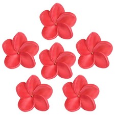 6-Pack Artificial Plumeria Flower Heads, 3.54" Fake Plumeria Flowers,Peach Red