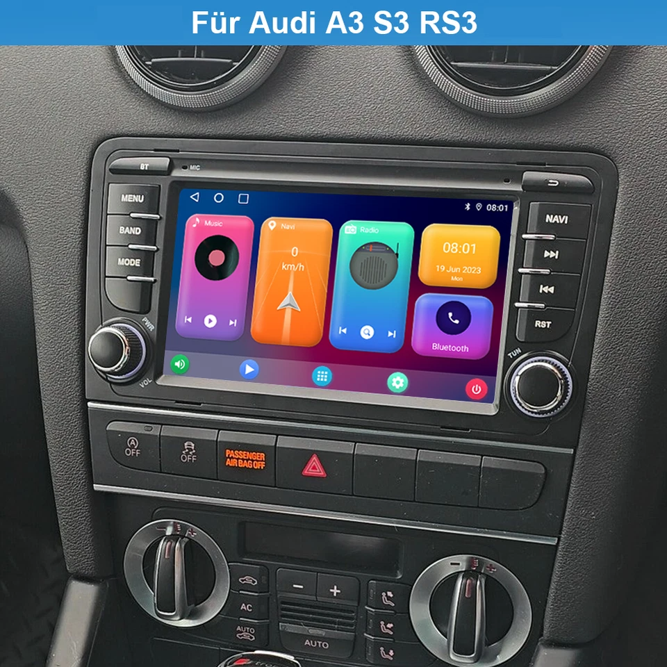 DAB+2Din 64GB Android 13 CarPlay GPS Navi Autoradio+CAM Für Audi A3 2003-2012 S3 - Bild 2 von 4